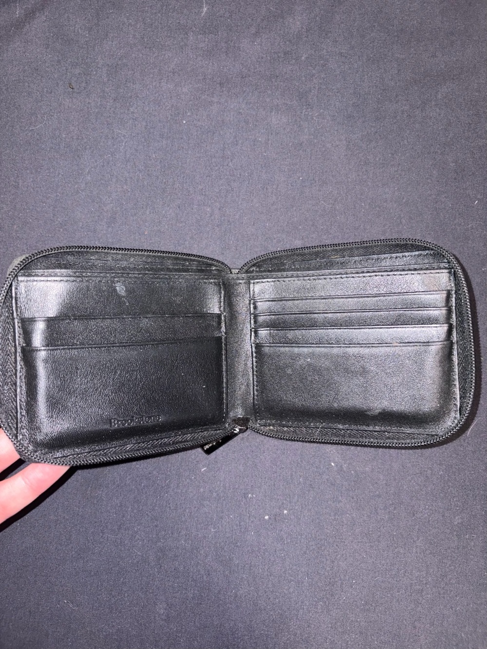 Brookstone Black Zip-Around Compact Leather Wallet - Picture 2 of 2
